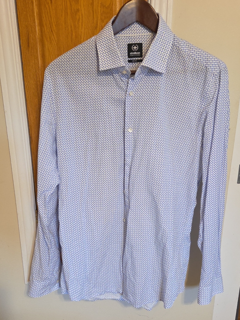Strellson Men's Light Blue Micro-Print Dress Shirt 16/41